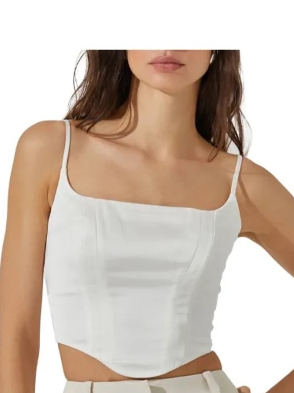 Astr White Square-Neck Cropped Cami Top